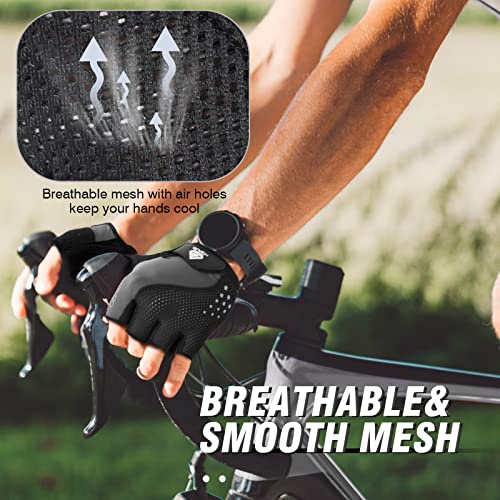 HTZPLOO Bike Gloves Cycling Gloves Biking Gloves for Men Women with Anti-Slip Shock-Absorbing Pad,Light Weight,Nice Fit,Ha...