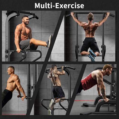 SogesHome Power Tower 11 Height Adjustable Pull Up Bar and Dip Station Multi-Function Strength Training Fitness Equipment ...