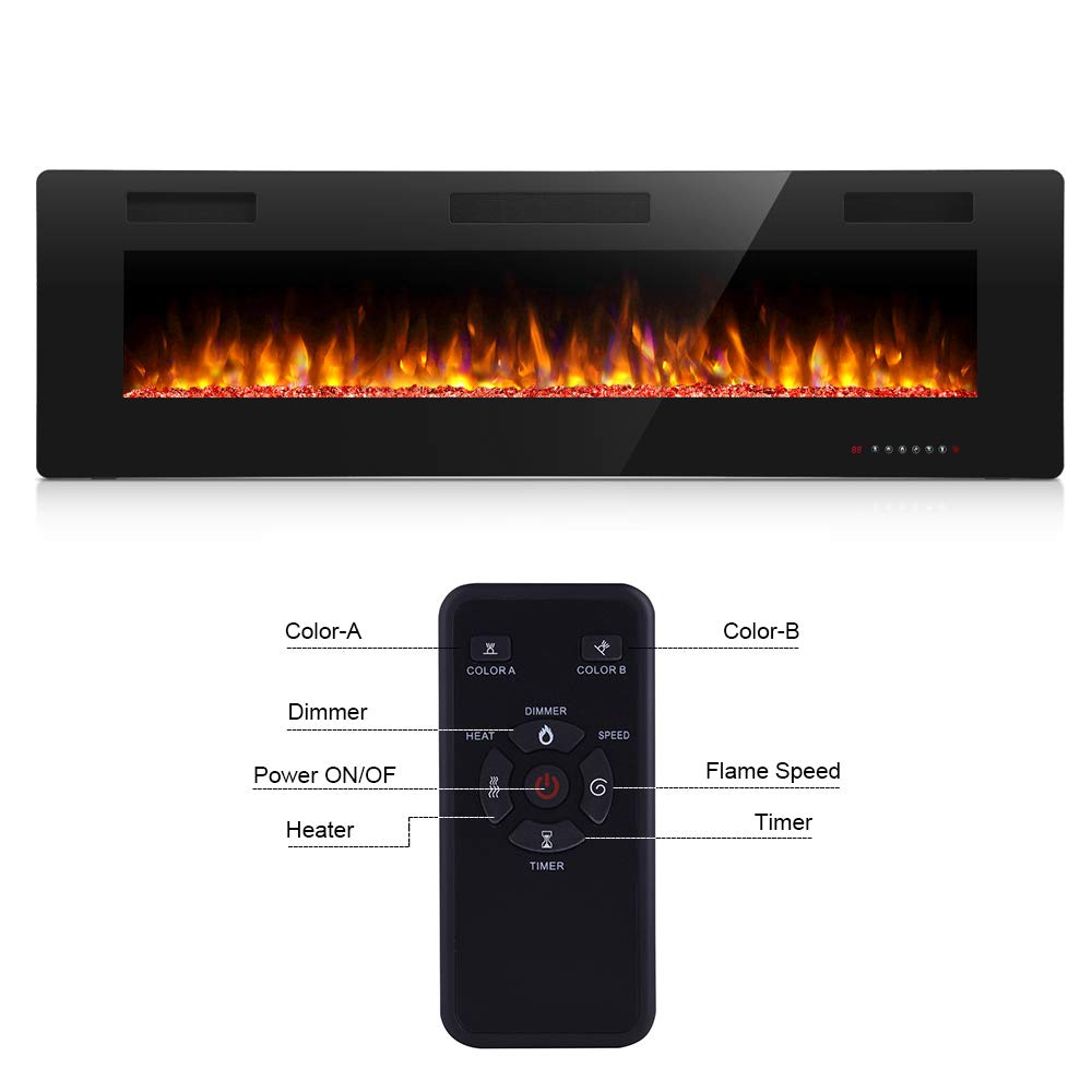 Antarctic Star 36 Inch Electric Fireplace In-Wall Recessed And Wall Mounted, Fireplace Heater And Linear Fireplace With Multicol