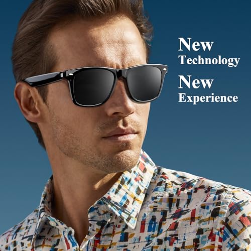 Blackview Smart Glasses, 5.3 Bluetooth Sunglasses with Open Ear Speaker, Voice Assistant Compatible, Blue Light Blocking Lens