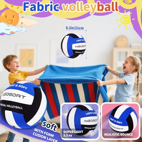 NEOGOAT Soft Volleyball for Indoor Practice-Super Soft & Silent Fabric Indoor Volleyball Lightweight for Kids Youth Beginn...