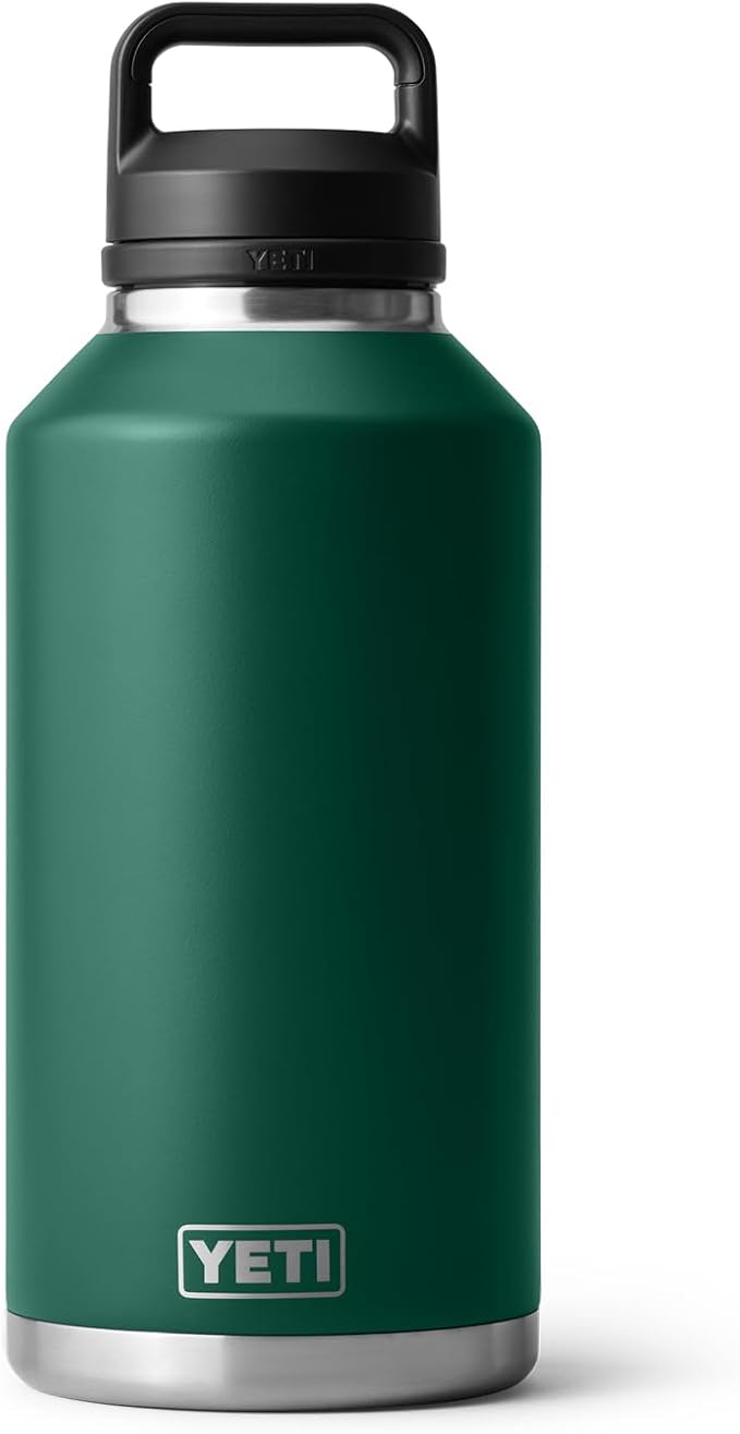 YETI Rambler 64 oz Bottle, Vacuum Insulated, Leakproof, Stainless Steel with Chug Cap, Black Forest Green