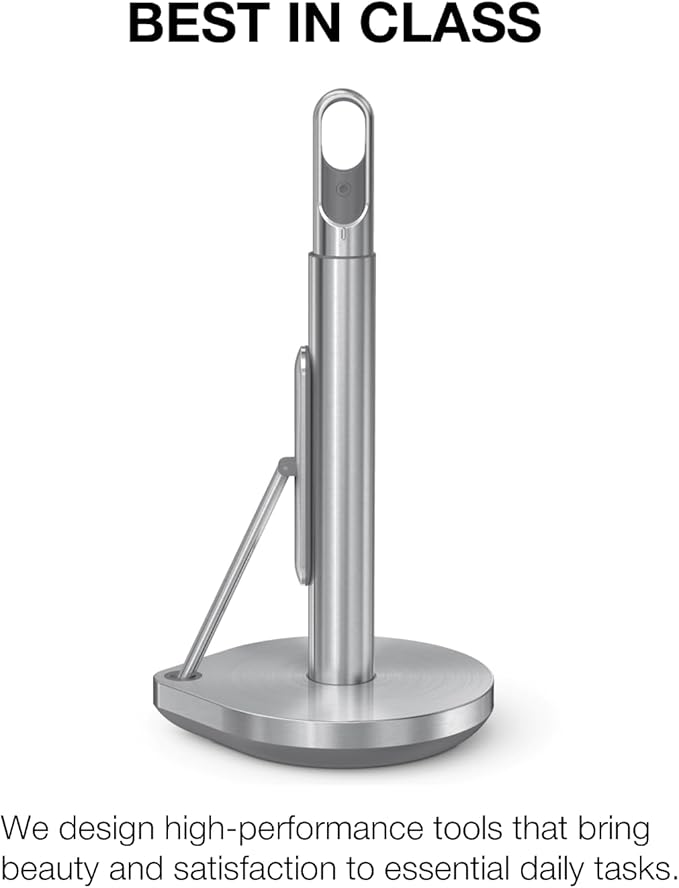 simplehuman Standing Paper Towel Holder with Spray Pump, Brushed Stainless Steel
