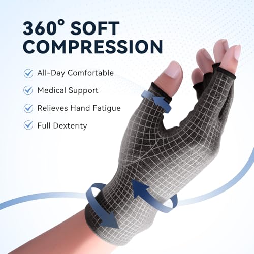 Duerer Arthritis Gloves Women Men, Carpal Tunnel, Rheumatiod, Tendonitis, Fingerless Hand Thumb Compression Gloves