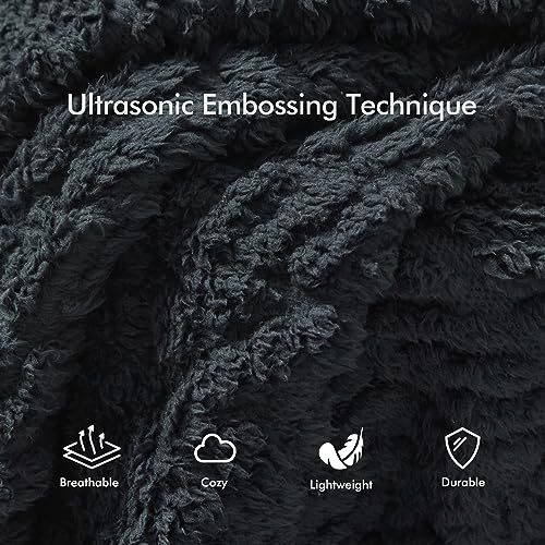 Royoliving Fuzzy Sherpa Wearable Fleece Blanket with Pockets for Adults, Ultra Soft Plush Shawl Throw Blankets (Black, 5...