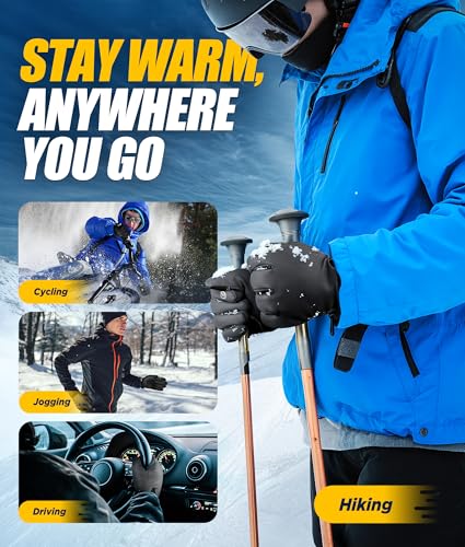 Winter Gloves Men Women Made with 3M Thinsalute, -20°F GEANI-TEX™ Waterproof Ski Gloves for Cold Weather, 5-Layer Thermal ...