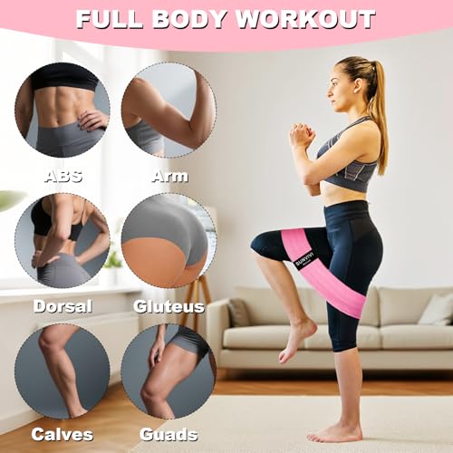 Resistance Bands for Working Out, Fabric Loop Exercise Bands for Legs and Butt, Workout Bands Set for Women and Men, 3 Boo...