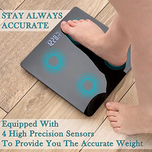Moss & Stone Black Digital Bathroom Scale for Body Weight, Smart Step-On Technology, Backlit LCD Display, High Accuracy We...