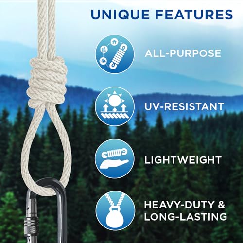TECEUM 500lb Cotton Rope 3/16” (5 mm) – 100 FT – Strong All-Purpose Braided Rope – Natural Cotton – for Crafting, Сamping,...