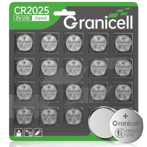 Granicell 2025 Battery Compatible with Apple AirTag CR2025 Lithium 3V Coin Battery for Child Safety, Suitable for Key Fob...