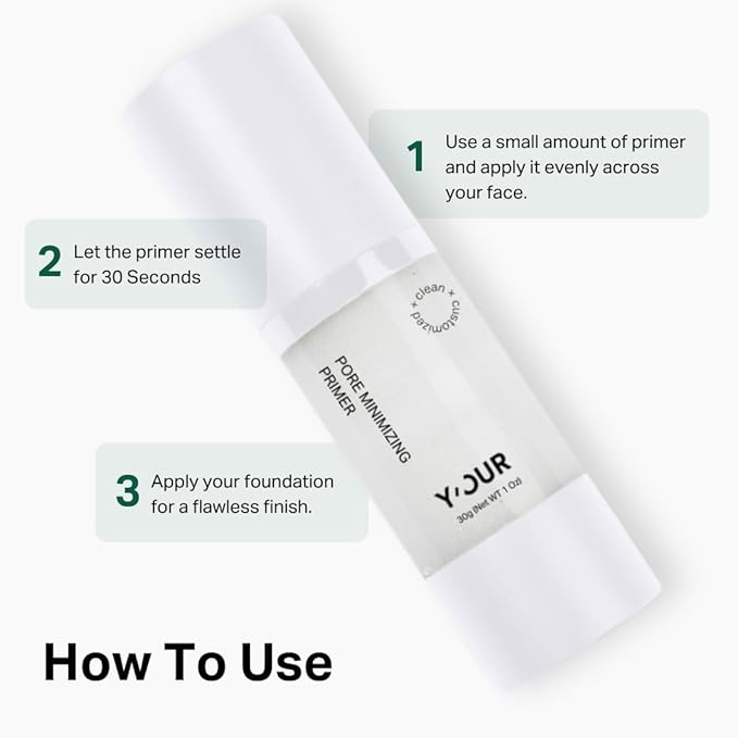 Y’OUR Pore Minimizer Velvet Veil Primer | Long-Lasting Wear & Oil Control | Blurs Pores & Brightens Skin for a Smooth, Flawless Photo Finish | 2-in-1 Protective Multi-Vitamin Moisturizer & Makeup Base
