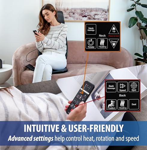 Zyllion Shiatsu Neck and Back Massager with Heat for Chair - 3D Electric Full Body Kneading Deep Tissue Massage Pad with S...