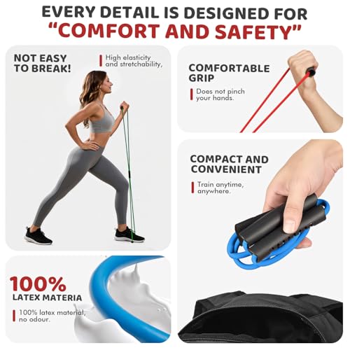 HPYGN Resistance Bands, Figure 8 Exercise Bands for Women Men, 8 Shaped Resistance Bands for Arms, Chest Expander, Yoga Gy...