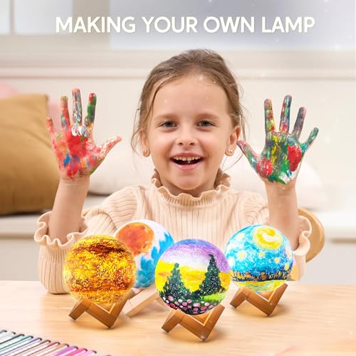 Klever Kits DIY 3D Moon Night Light, Paint Your Own Moon Lamp Kit Galaxy Lamp Arts and Crafts Kit, School Activities, Birt...