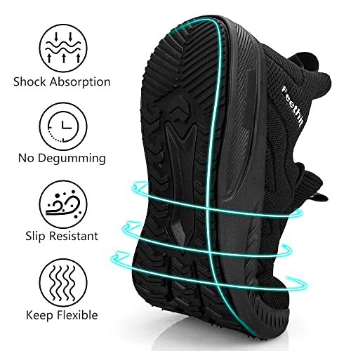 Feethit Mens Non Slip Walking Sneakers Lightweight Breathable Slip on Running Shoes Athletic Gym Tennis Shoes for Men