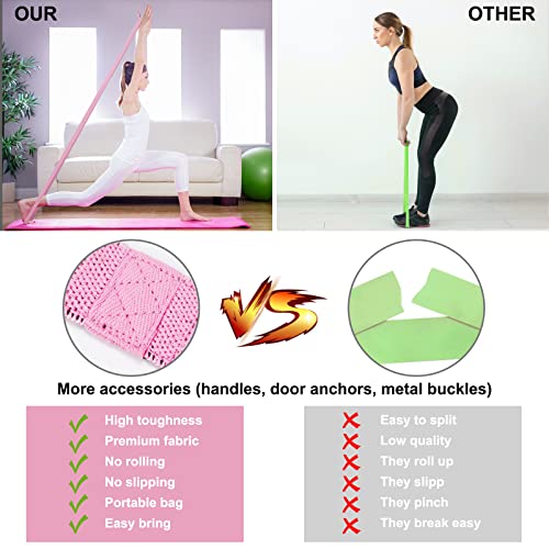CORTNOE Resistance Bands with Handles,Pull Up Bands Fabric Long Resistance Bands Set of 10 Long Workout Bands with Door An...