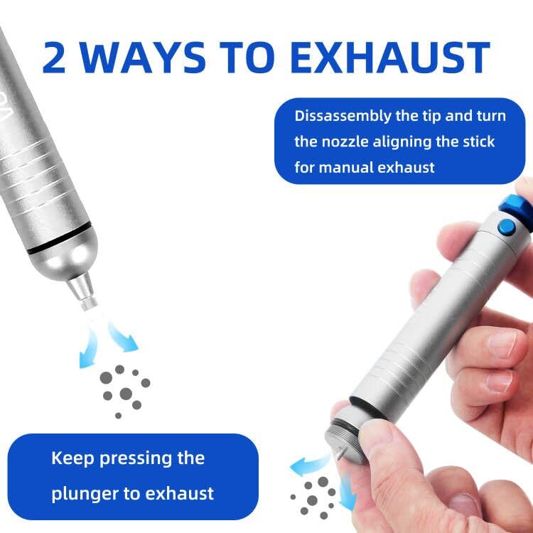 VOTCT Solder Sucker No Clog Desoldering Pump for Solder Removing with Replaceable Heat Resistan Silicone Sucking Nozzle, Desoldering Tool Sodering Pump Strong Vacuum Aluminum Suction Remover