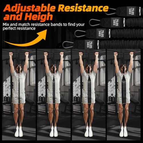 TB3C Pull Up Assistance Bands - Adjustable Heavy Duty Resistance Band for Pull Up Bar with 4 Assist Bands, Dual Footrests,...