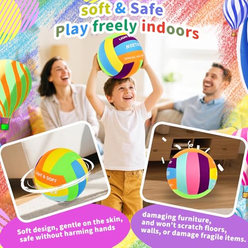 Noetifex Soft Volleyball-Super Soft Fabric Light Volleyball for Indoor Practice Safe and Quiet Kids Youth Beginners House ...