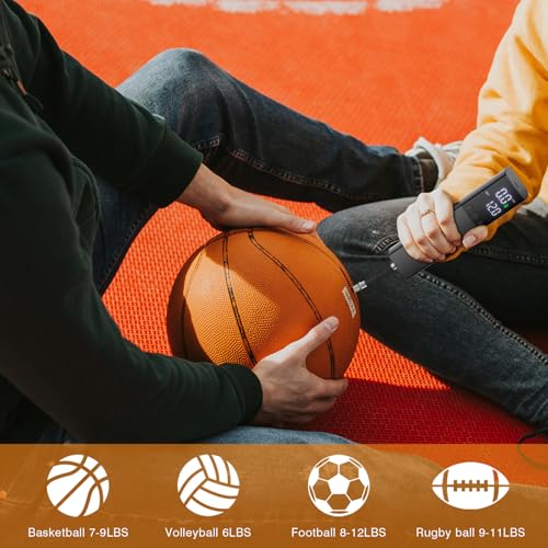 Electric Ball Pump,Smart Air Pump Portable Fast Ball Inflation with Accurate Pressure Gauge and Digital LCD Display for Ba...