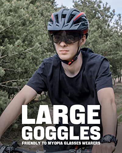 VICTGOAL Bike Helmet with USB Rechargeable Rear Light Detachable Magnetic Goggles Removable Sun Visor Mountain & Road Bicy...