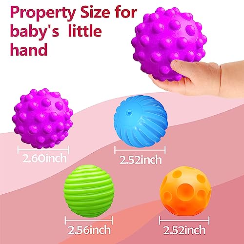 Montessori Toys for Babies 3 Months+, Baby Balls 3 to 12 Month for Babies & Toddlers 3M+, Textured Multi Ball Set Colorful...