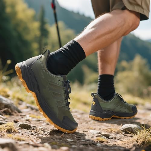 NINGO Mens Waterproof Hiking Shoes, Low Top Non Slip Trekking Hiking Sneakers, Lightweight Breathable Outdoor Trails Shoes...