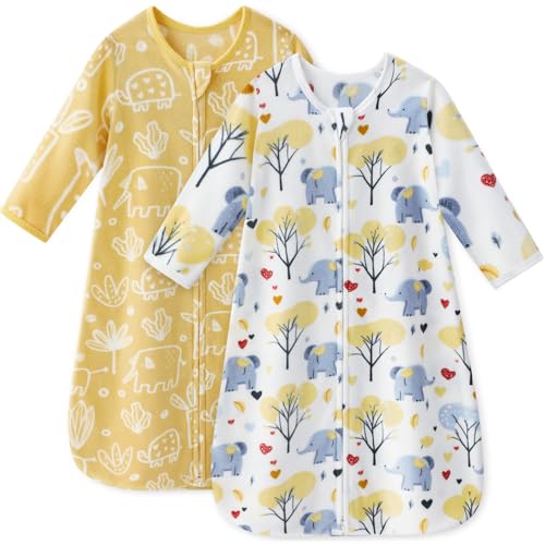 Unnivoll Fleece Baby Sleep Sack 0-6 Months Long Sleeve 1.0 Tog Baby Wearable Blanket Microfleece Sleeping Sack with 2-Way ...