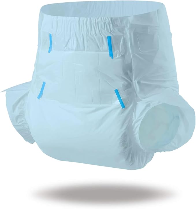 CutiePlusU Disposable Adult Diaper Heavy Absorption Dry Surface Adult Diapers All Night- Blue 10 Pieces (Medium 28"-38")