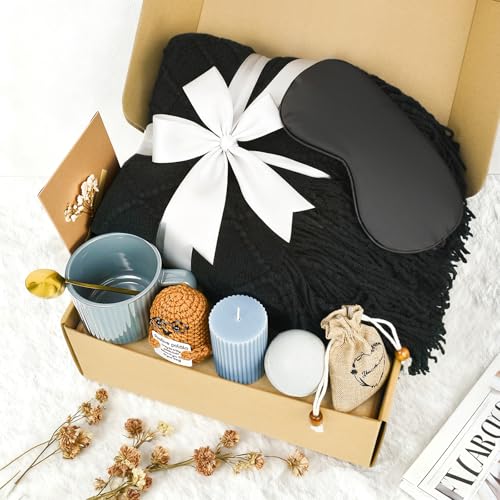 Get Well Soon Gifts for Men, Care Package for Men with Plush Blanket, Get Well Basket for Man Dad Husband Friend After Sur...
