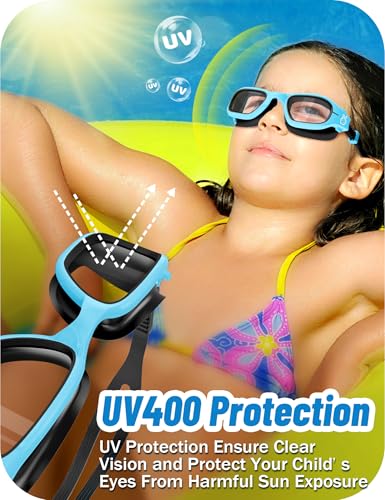 Vvinca Kids Swim Goggles, Swimming Goggles for Toddlers Kids 3-14 Anti-Fog UV Protection No Leak Pool Glasses for Boys Girls