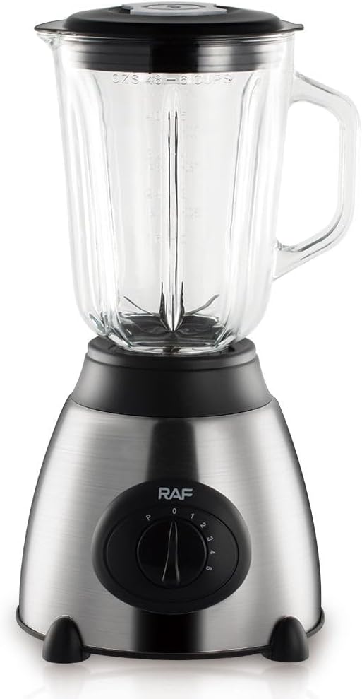 RAF Professional Electric Blender, 1000W Motor, 1.5L Glass Jar, Stainless Steel 6-Blade System, 12000RPM Power, BPA Free