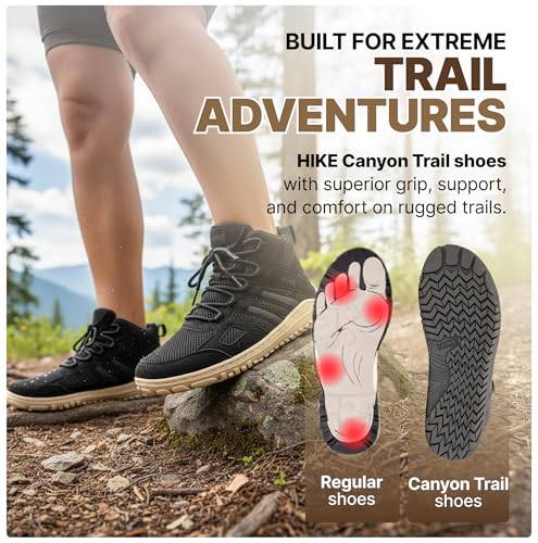 Hike Canyon Trail – All-Terrain, Shock-Resistant Hiking Barefoot Shoes | Hiking Boots for Pain-Free Trails | Natural Movem...