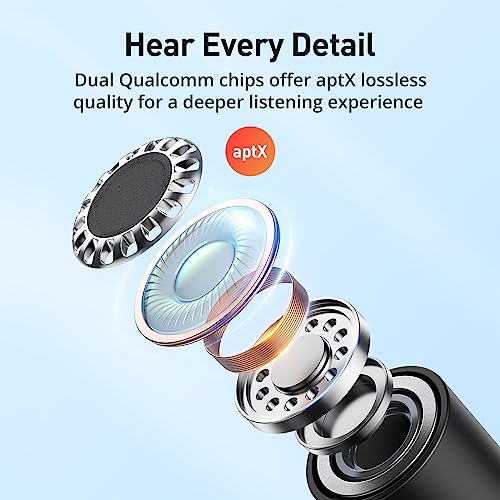 Hsoipn Wireless Headphones, Bluetooth 5.2 Stereo aptX Wireless Earbuds Bass Bluetooth Earbuds Bulit-in Mic with 16H Playti...