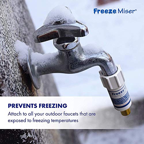 Freeze Miser Outdoor Faucet & Spigot Freeze Protection – Patented Valve Shield, Activates at Water Temperature Below 37°F/...