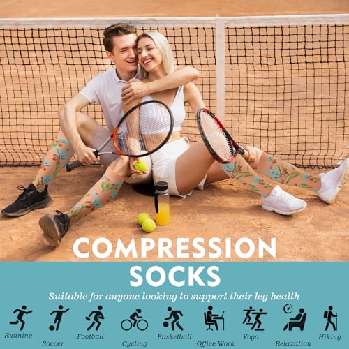 OUIVIAL 6 Pairs Compression Socks for Women Men 20-30mmhg Graduated Support Knee High Socks for Nurse Travel Flight