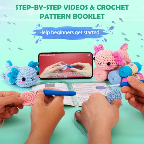 Crochetta Crochet Kit for Beginners, Crochet Starter Kit w Step-by-Step Video Tutorials, Easy Beginner Crochet Kit for Adu...