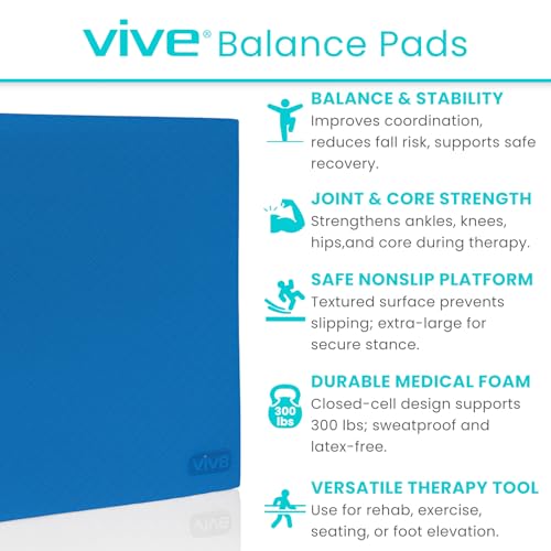Vive Balance Pad - Foam Large Yoga Mat Trainer for Physical Therapy, Stability Workout, Knee and Ankle Exercise, Strength ...