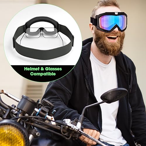 Dirt Bike Goggles Motorcycle Goggles - 2 Pack ATV, Ski, Windproof Glasses for Adults, Men, Women, Youth