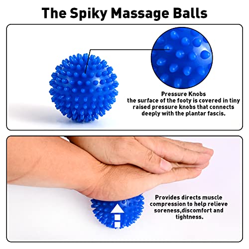 2PCS Spiky Hard Massage Balls with Manual Massage Ball, Roller Back Massager Great for Relax, Deep Tissue Massage Tool to ...
