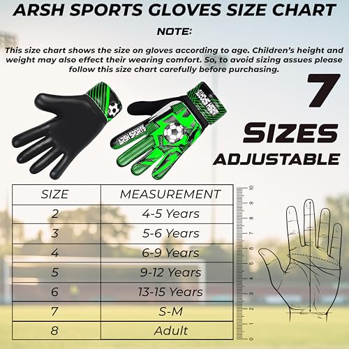 Arsh Sports Soccer Goalie Gloves for Kids,Goalkeeper Gloves for Youth Boys Girls 4MM Latex Palm,Anti Slip,Super Gip Double...