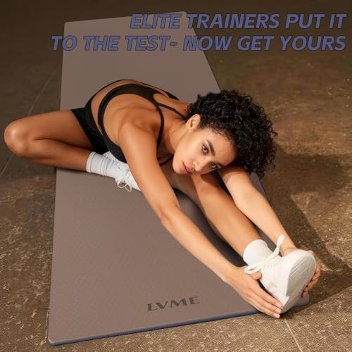 Yoga Mat Non Slip, Anti-Tear 1/4 Thick TPE Yoga Mats for Women and Men, 72"x24" Exercise & Fitness Mat with Carrying Stra...