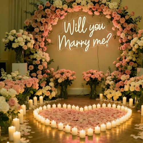 XIMAQIS Will You Marry Me Neon Sign 23inches Custom Wedding Dimmable Neon Light Sign Led Lights signs for Wedding Party De...