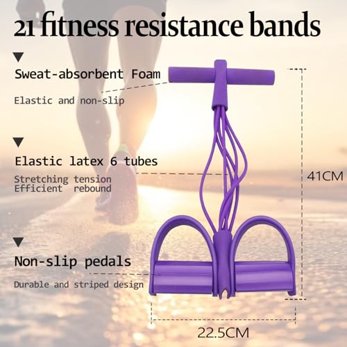 21 Fitness Resistance Bands-6 Tube Pedal Ankle Puller,Multifunction Tension Rope,Natural Latex Fitness Bands for Strength ...