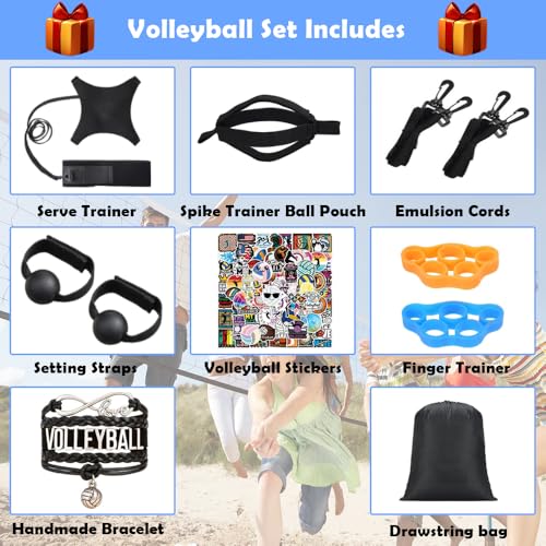ENERACES Solo Volleyball Trainer: All-in-One Volleyball Training Equipment with Rebounder for Serving, Spiking & Setting P...