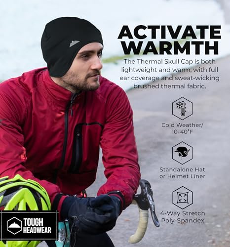 Tough Headwear Thermal Skull Cap - Moisture-Wicking Helmet Liner Beanie - Outdoor Running Gear Men & Women - Cycling Apparel