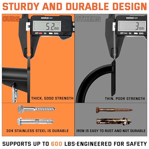 36" Heavy Duty Pull Up Bar Wall/Joist Mounted, 600 LB Capacity, Multi-Grip Bar for Garage & basement rafter Use - All-in-O...