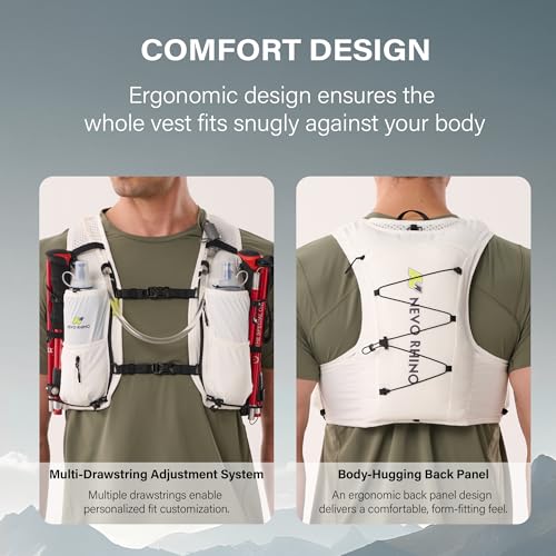 N NEVO RHINO Running Vest for Women Men, 5L Lightweight Running Hydration Vest with 2 TPU 500ml Soft Flask, Breathable Hyd...