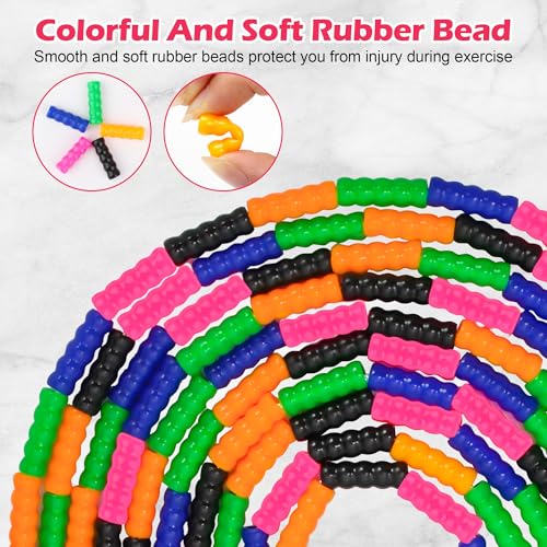 Coolrunner 16 FT Long Jump Rope(4 PACK), Double Dutch Jump Ropes Soft Beaded Skipping for Kids Adults Plastic Segmented Lo...