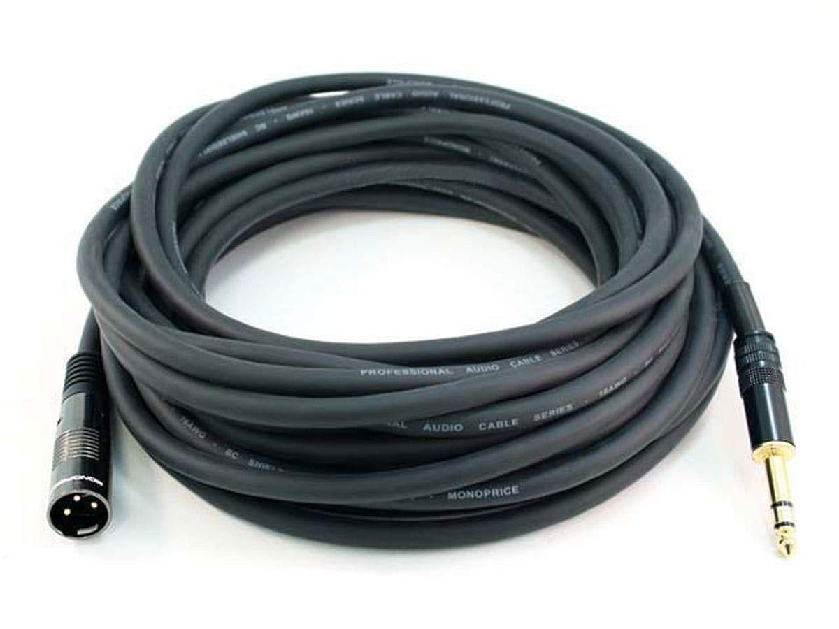 Monoprice Xlr Male To 1/4-Inch Trs Male Cable - 10 Feet - Black, 16Awg, Gold Plated - Premier Series